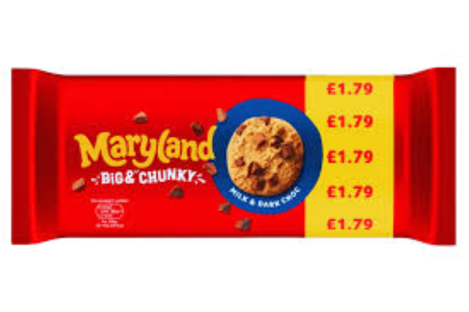 MARYLAND BIG N CHUNKY MILK N D/CHOC COOKIES 180G
